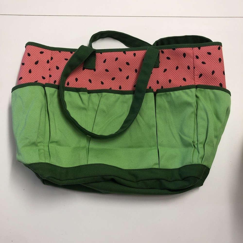 LONGABERGER American Garden GATHERING Canvas Watermelon Outside Pockets Tote Bag - Picture 6 of 6